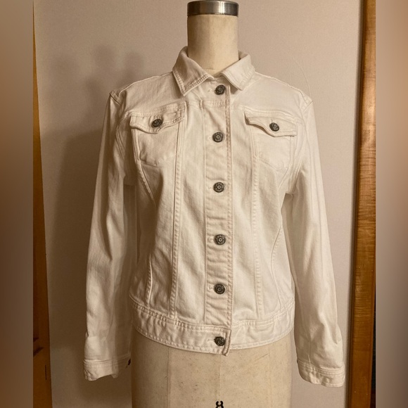 GAP Jackets & Blazers - GAP Optic White Denim Trucker Jacket Monogram Coastal Cowgirl Western Rodeo